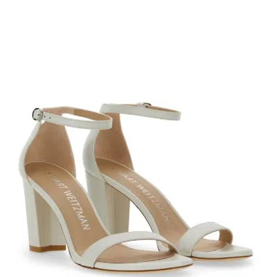 Stuart Weitzman 80mm Nearly Nude Leather Sandals In White