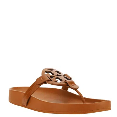 Tory Burch Miller Cloud Leather Thong Sandals In Brown