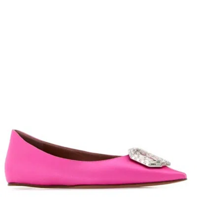 Amina Muaddi Fuchsia Satin Camelia Ballerinas In Multi