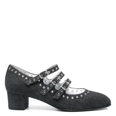 Carel Camden Denim Buckled Pumps In Black