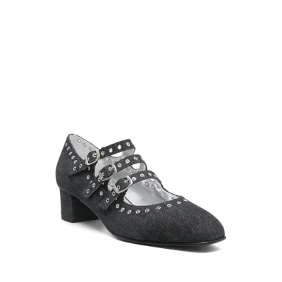 Carel Camden Denim Buckled Pumps In Black
