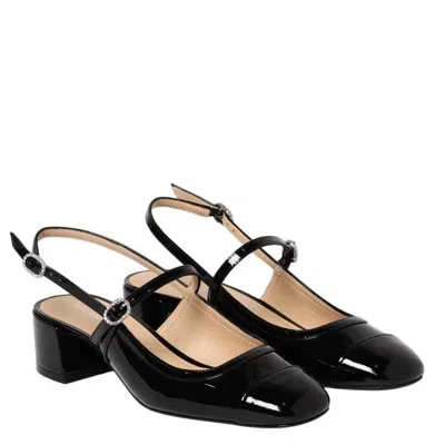 Stuart Weitzman Kenna Block Slingback 45 In Black
