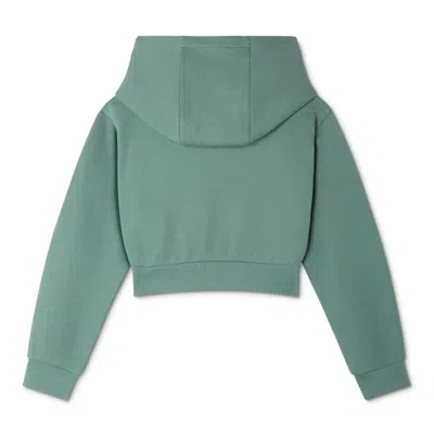 Young Versace Kids Floral Logo Embroidered Cotton Hoodie In Green