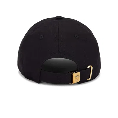 Versace Cotton Baseball Cap With Gold Embroidery In Black