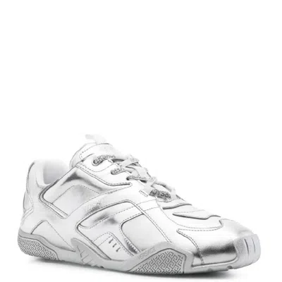 Versace Galaxia Metallic Low-top Sneakers In Silver