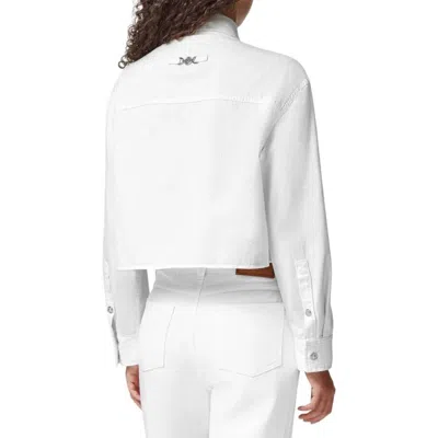 Versace Boxy Cropped Denim Shirt In White