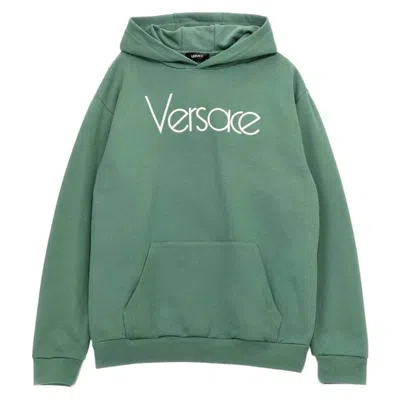 Young Versace Kids Re-edition Logo Hoodie In Green