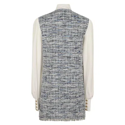 Balmain Tweed Pussy Bowl Mini Dress In Gray