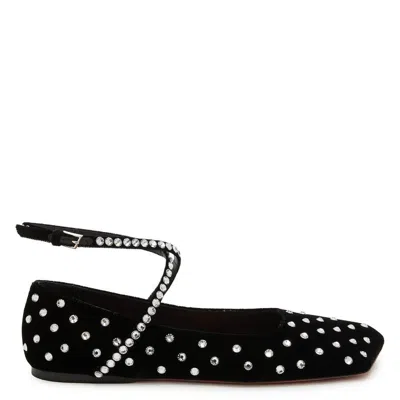 Amina Muaddi Ane Crystal Embellished Ballerina Flats In Black