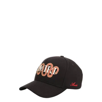 Amiri Snake Logo Embroidered Cotton Cap In Black
