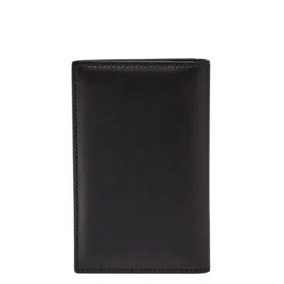 Ferragamo Signature Vertical Leather Card Case In Black