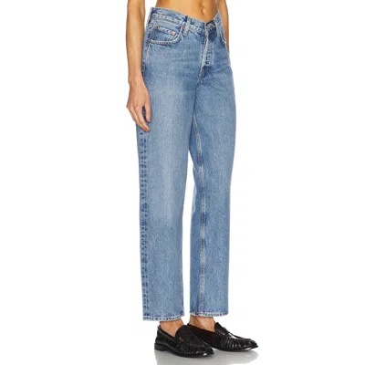 Agolde Light Blue Straight Boyfriend Jeans In Denim