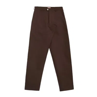 Kenzo Tapered Workwear Cotton Pants In Brown