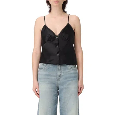 Alexander Wang Snap Front Lace Tank Top In Black