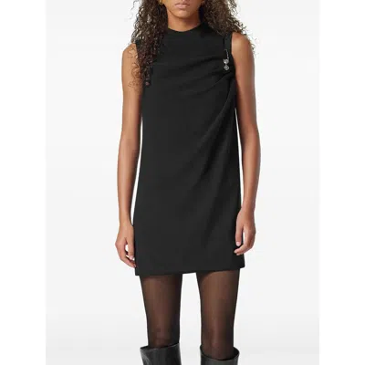 Versace Mini Dress In Satin With Safety Pin Dresses Black