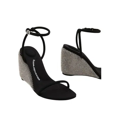 Alexander Wang Dahlia 105 Crystal Wedge Sandal In Black
