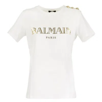 Balmain Paris Logo Cotton T-shirt In Red