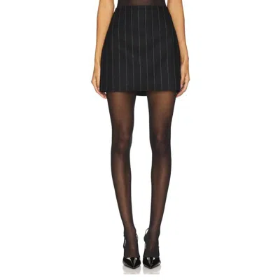 Anine Bing Tierra Mid-rise Pinstripe Skirt In Black