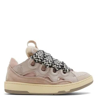 Lanvin Curb Pink Calf Leather Sneakers In Pink