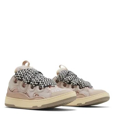 Lanvin Curb Pink Calf Leather Sneakers In Pink