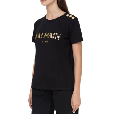 Balmain Paris Logo Cotton T-shirt In Black