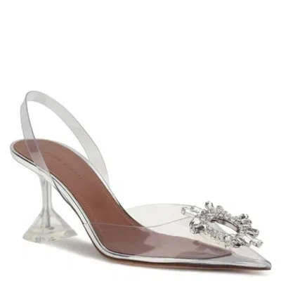 Amina Muaddi Begum 70 Glass Transparent Pvc Slingbacks In White