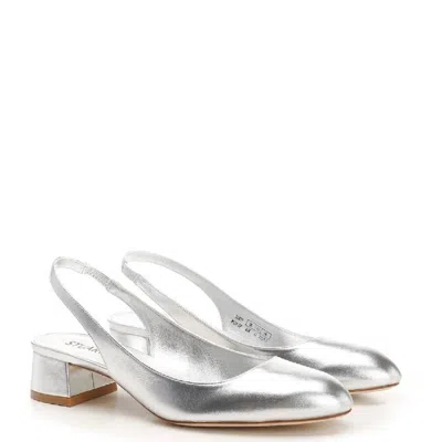 Stuart Weitzman Vivienne 35 Slingback Pumps In Silver