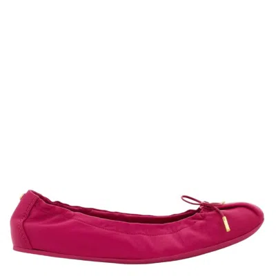 Ferragamo Bow Detail Elasticated Ballet Flats In Pink