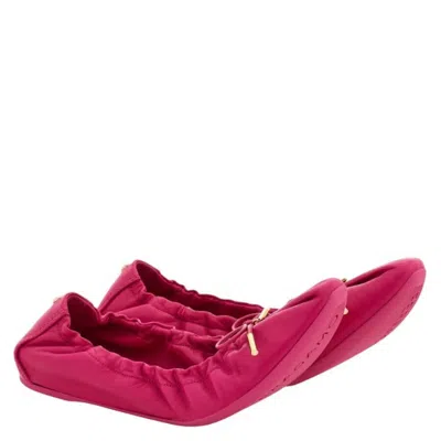 Ferragamo Bow Detail Elasticated Ballet Flats In Pink