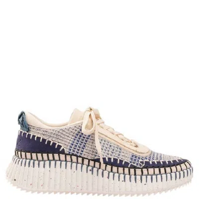 Chloé Chloe Nama Mix Material Low-top Sneakers In Blue
