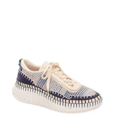 Chloé Chloe Nama Mix Material Low-top Sneakers In Blue