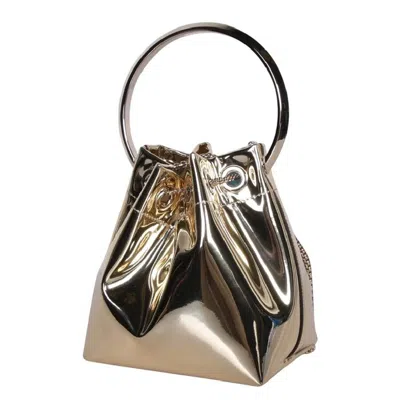 Jimmy Choo Bon Bon Mini Gold-tone Handbag With Metal Bracelet Handle In Mirror Fabbric Woman In Gold