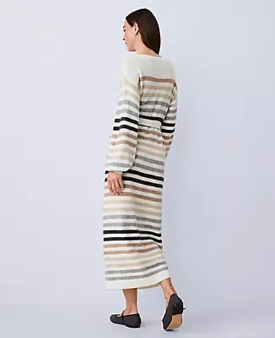 Ann Taylor Weekend Collection Striped Midi Sweater Dress In Neutral