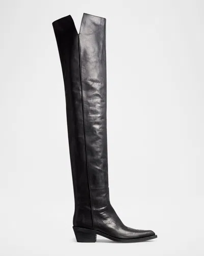 Khaite Clive Calfskin Over-the-knee Boots In Black