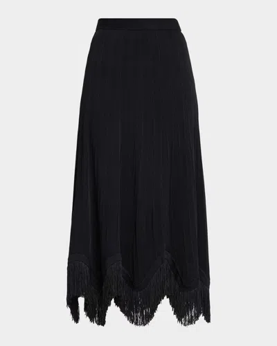 Misook X Lani Lynn Scalloped Fringe-hem Knit Maxi Skirt In Black