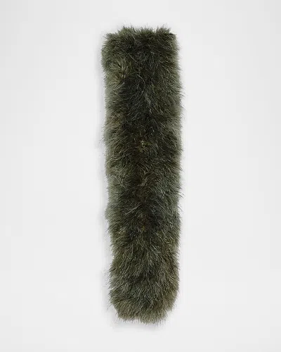 Yves Salomon Long Feather Scarf In Green