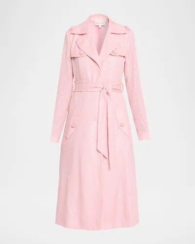Cara Cara Alpine Sequined Trench Coat In Pink