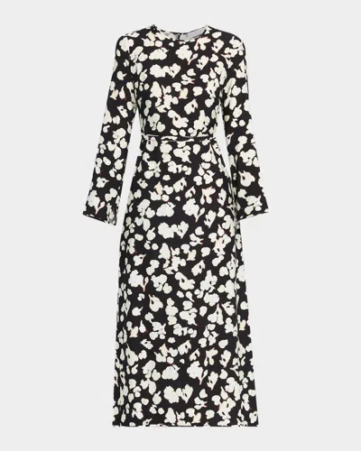 Proenza Schouler Waverly Floral Long-sleeve Twill Dress In Multi