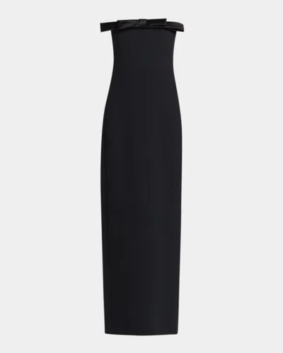 Tom Ford Bow Strapless Column Gown In Black