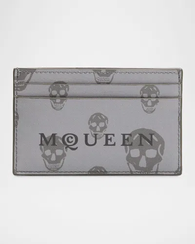 Alexander Mcqueen Men's Mcqueen Card Case In Gray