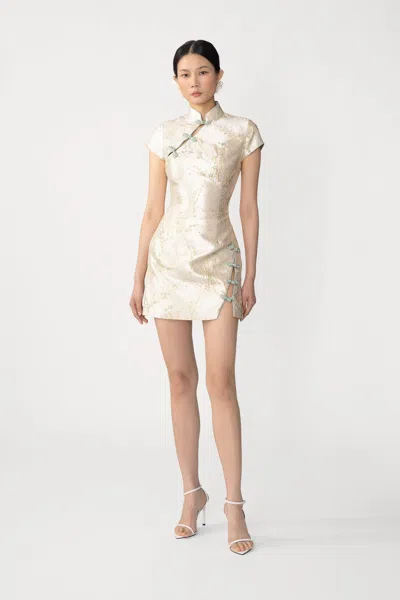 Sau Lee Jada Jacquard Mini Dress In Brown