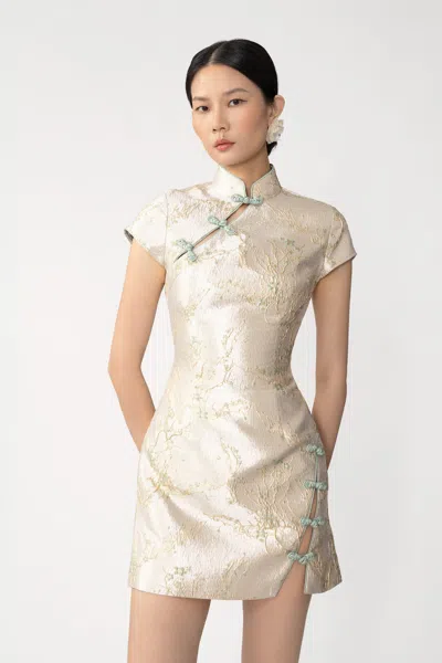 Sau Lee Jada Jacquard Mini Dress In Brown