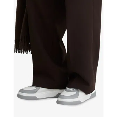 Reiss Mens Dusty Blue White Cast Leather Trainers Eur 42 / 8 Uk In Multi