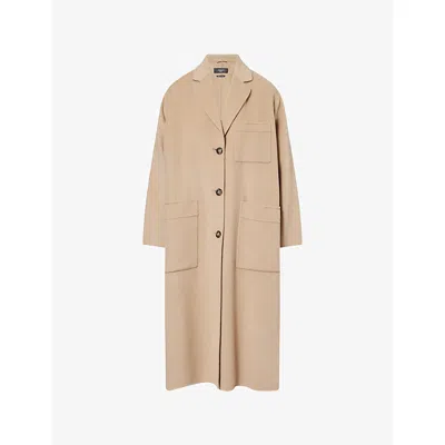Weekend Max Mara Omens Camel Galosce Notch-lapels Wool-blend Coat In Brown