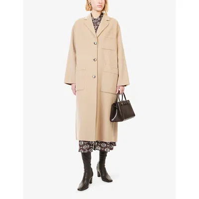 Weekend Max Mara Omens Camel Galosce Notch-lapels Wool-blend Coat In Brown