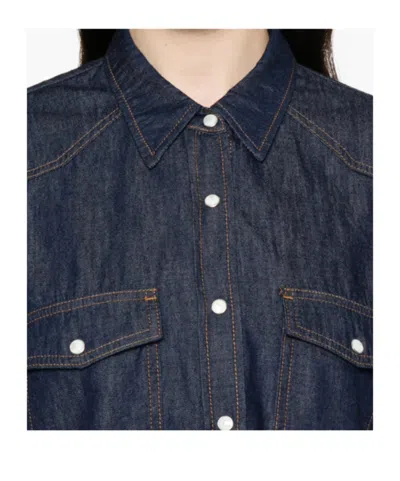 Khaite Long-sleeved Denim Shirt In Blue