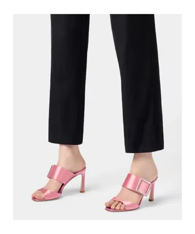 Roger Vivier Trompette 85 Crystal-embellished Satin Mules In Pink