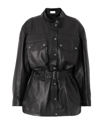 Magda Butrym Lace-up Leather Jacket In Black