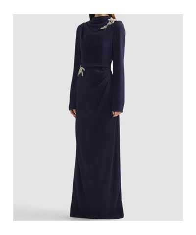 Erdem Crystal-embellished Crepe Gown In Blue