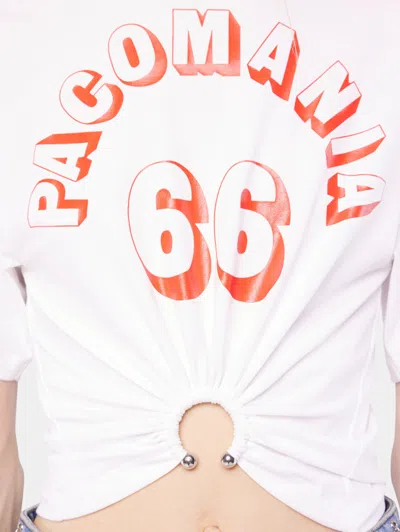 Rabanne Printed Cropped Cotton-blend T-shirt In White